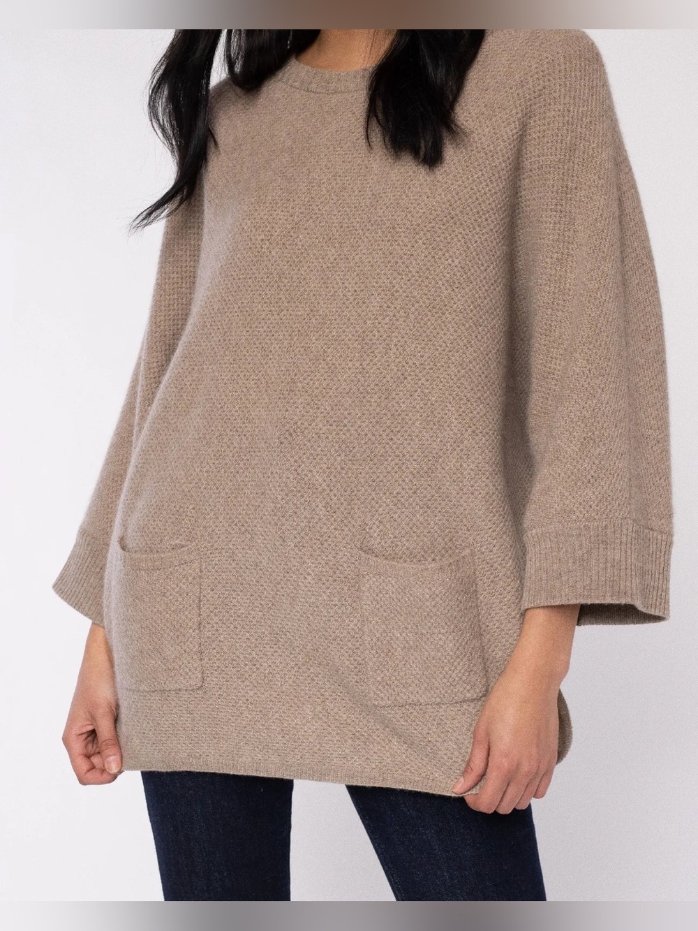 100% Cashmere Alashan Napa Valley Poncho Gray Crewneck Knit Poncho O/S - Picture 3 of 8